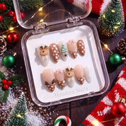 Fawn Forest Christmas press-on nails - design view 6 by Handora Nails