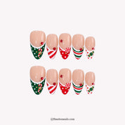 Festive Sprinkle Christmas press-on nails - white background by Handora Nails