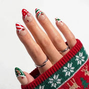 Festive Sprinkle Christmas press-on nails - on hand by Handora Nails