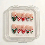 Festive Sprinkle Christmas press-on nails - in display box by Handora Nails