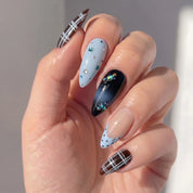 Frost Plaid Christmas press-on nails – on hand by Handora Nails