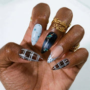 Frost Plaid Christmas press-on nails – on hand by Handora Nails