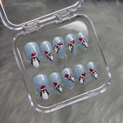 Frosty Flock Christmas press-on nails - design view 11 by Handora Nails
