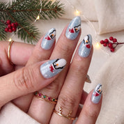 Frosty Flock Christmas press-on nails - design view 2 by Handora Nails