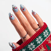 Frosty Flock Christmas press-on nails - design view 7 by Handora Nails