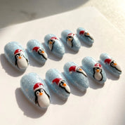 Frosty Flock Christmas press-on nails - design view 8 by Handora Nails