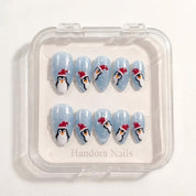 Frosty Flock Christmas press-on nails - design view 9 by Handora Nails
