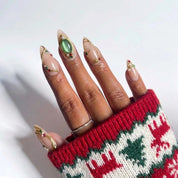 Gilded Holly Christmas press-on nails - design view 2 by Handora Nails
