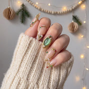 Gilded Holly Christmas press-on nails - design view 4 by Handora Nails