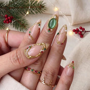 Gilded Holly Christmas press-on nails - design view 5 by Handora Nails