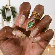 Gilded Holly Christmas press-on nails - design view 6 by Handora Nails