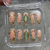Gilded Holly Christmas press-on nails - design view 8 by Handora Nails