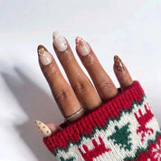 Gingerbread Lace Christmas press-on nails - on hand by Handora Nails
