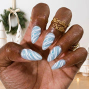 Glacial Ribbon Christmas press-on nails - design view 2 by Handora Nails