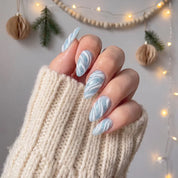 Glacial Ribbon Christmas press-on nails - design view 4 by Handora Nails