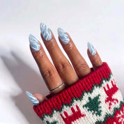 Glacial Ribbon Christmas press-on nails - design view 5 by Handora Nails