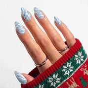 Glacial Ribbon Christmas press-on nails - design view 6 by Handora Nails