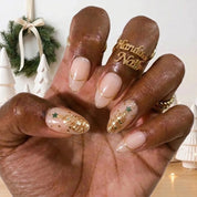 Golden Fir Christmas press-on nails - design view 2 by Handora Nails