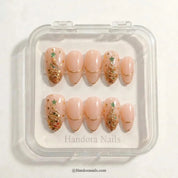 Golden Fir Christmas press-on nails - design view 5 by Handora Nails