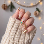 Golden Gift Christmas press-on nails - design view 6 by Handora Nails