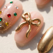 Golden Gift Christmas press-on nails - design view 8 by Handora Nails