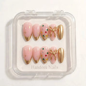 Golden Gift Christmas press-on nails - design view 9 by Handora Nails