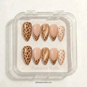 Golden Lynx winter press-on nails - in display box by Handora Nails