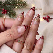 Golden Ribbon Plaid French press-on nails – on hand by Handora Nails