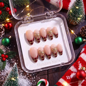 Golden Ribbon Plaid French press-on nails – in gift box by Handora Nails