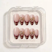 Golden Ribbon Plaid French press-on nails – in gift box by Handora Nails