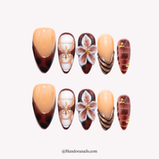 Red Bloom red floral press-on nails by Handora