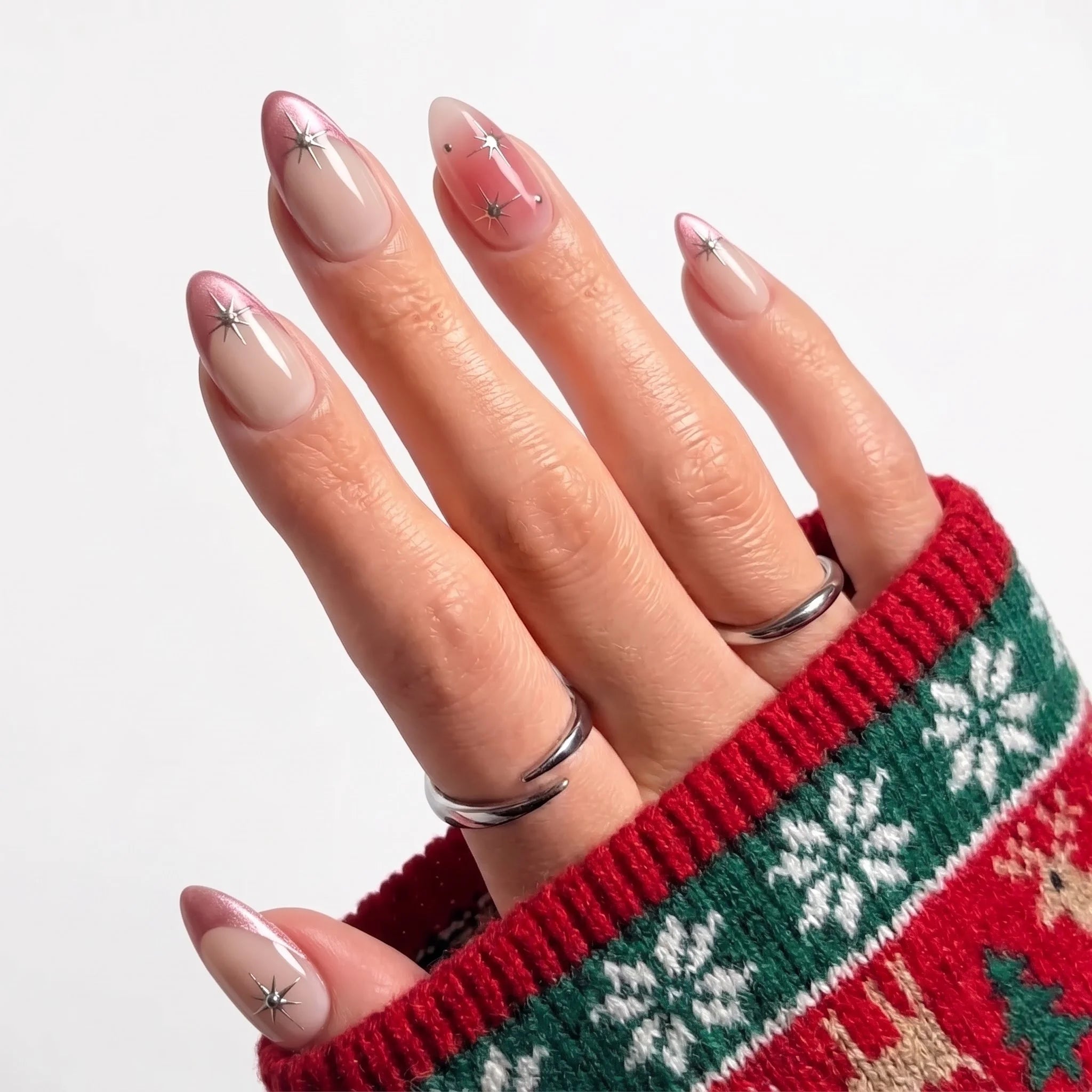 Holiday Sparkle Christmas press-on nails - design view 4 by Handora Nails