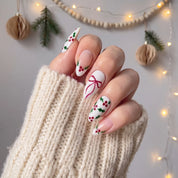 Holly Berry Christmas press-on nails – on hand by Handora Nails