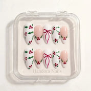 Holly Berry Christmas press-on nails – in gift box by Handora Nails