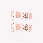 Holly Confetti Christmas press-on nails - white background by Handora Nails