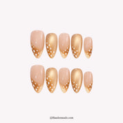 Honey Fawn winter press-on nails - white background by Handora Nails