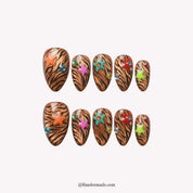 Jingle Jungle Christmas press-on nails - white background by Handora Nails