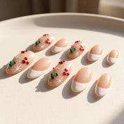 Jolly Mouse Christmas press-on nails – flat lay by Handora Nails