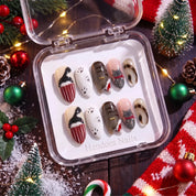 Kitty Stocking Christmas Cat press-on nails – in gift box by Handora Nails