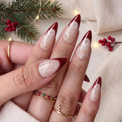 Lace Velvet winter french press-on nails – on hand by Handora Nails