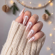 Melting Snow Christmas press-on nails - design view 3 by Handora Nails