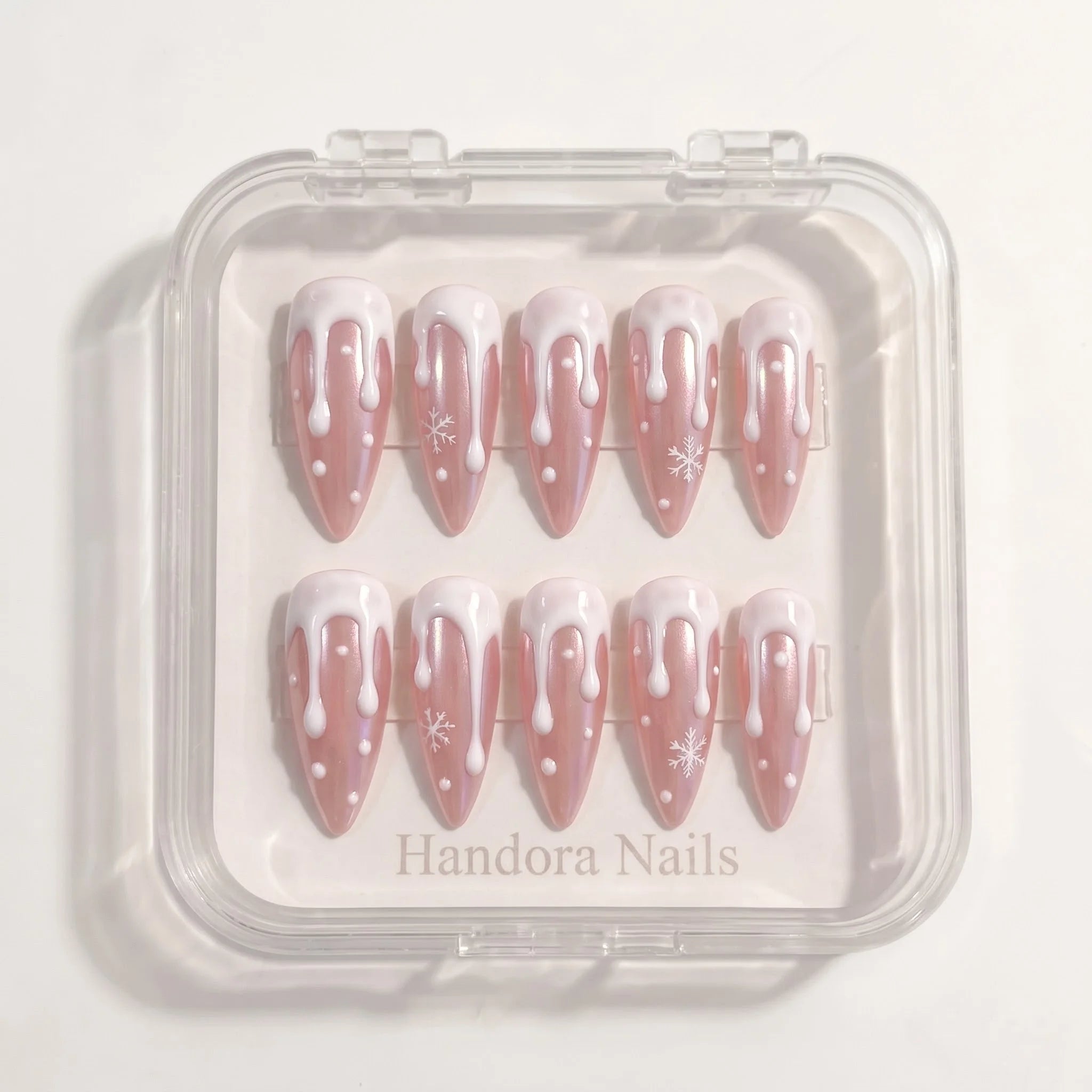Melting Snow Christmas press-on nails - design view 8 by Handora Nails
