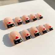 Meowy Christmas Christmas press-on nails - design view 7 by Handora Nails