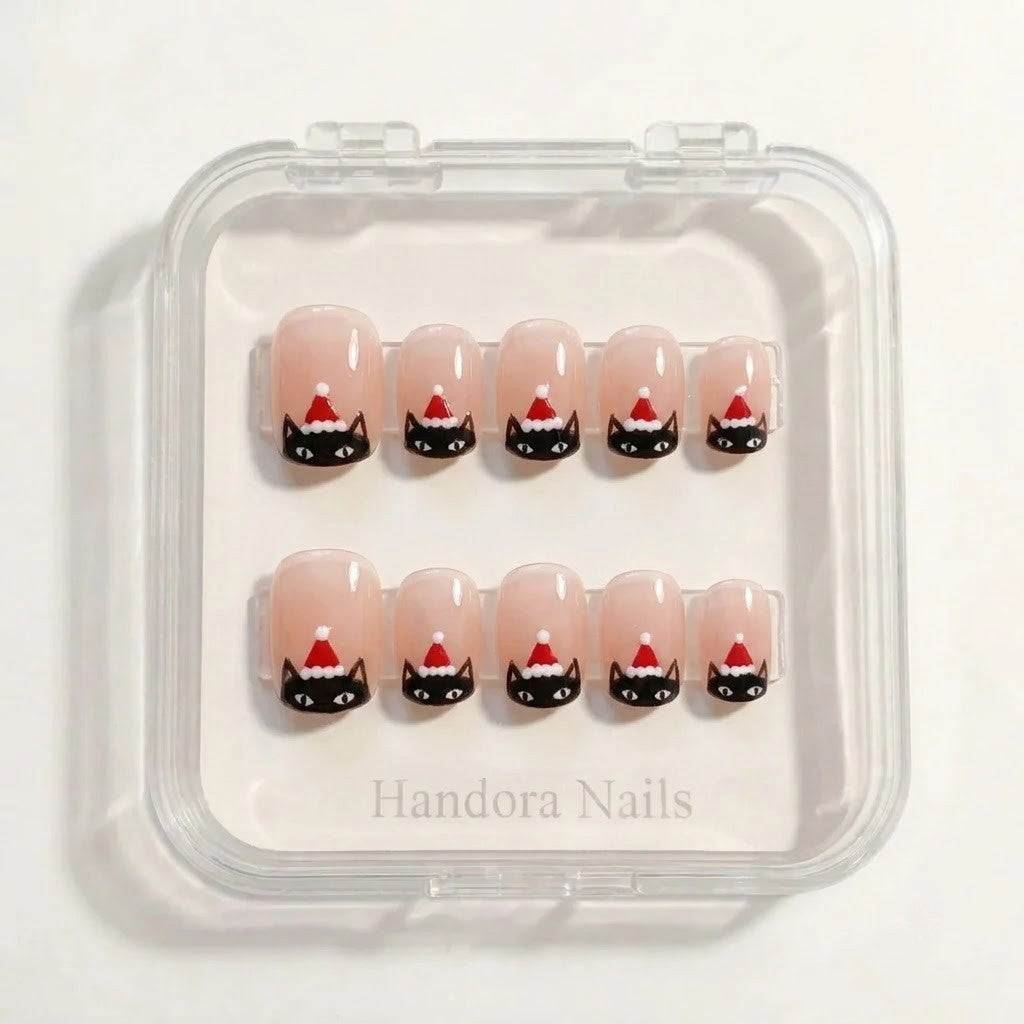 Meowy Christmas Christmas press-on nails - design view 8 by Handora Nails