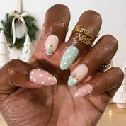 Mint Baubles Christmas press-on nails - on hand by Handora Nails