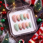 Mint Baubles Christmas press-on nails - in display box by Handora Nails