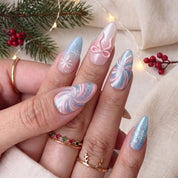 Pastel Snowflake winter press-on nails – on hand by Handora Nails