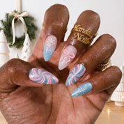 Pastel Snowflake winter press-on nails – on hand by Handora Nails