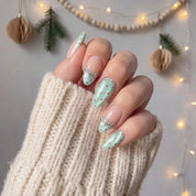 Pearl Dot Waltz Christmas press-on nails - on hand by Handora Nails