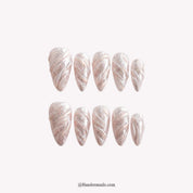 Pearl Drift Christmas press-on nails - white background by Handora Nails